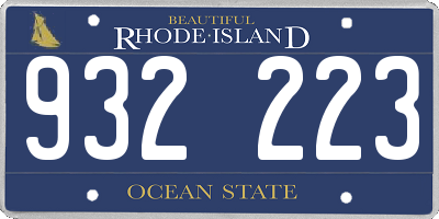 RI license plate 932223