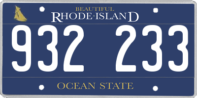 RI license plate 932233