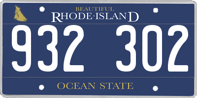 RI license plate 932302