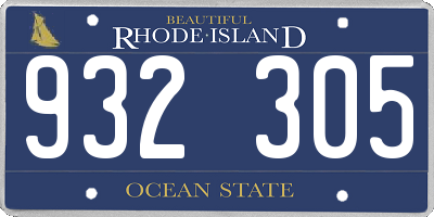 RI license plate 932305