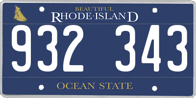 RI license plate 932343