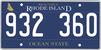 RI license plate 932360