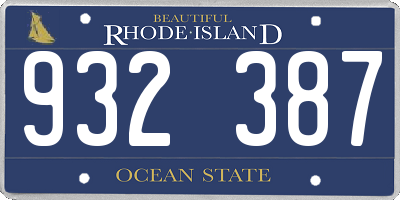 RI license plate 932387