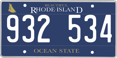 RI license plate 932534