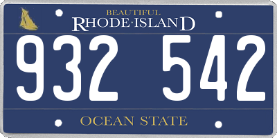 RI license plate 932542