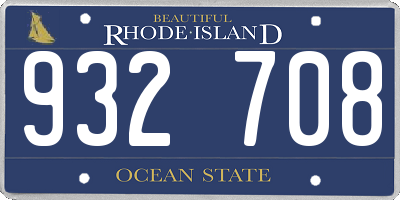 RI license plate 932708
