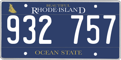 RI license plate 932757
