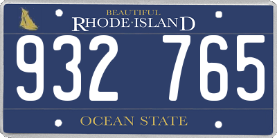 RI license plate 932765
