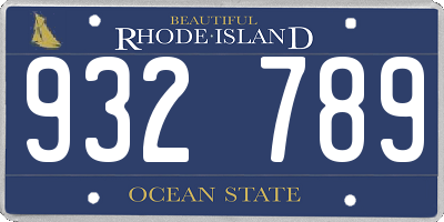 RI license plate 932789