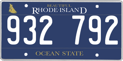 RI license plate 932792