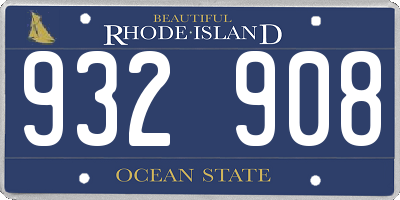 RI license plate 932908