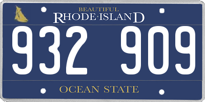 RI license plate 932909