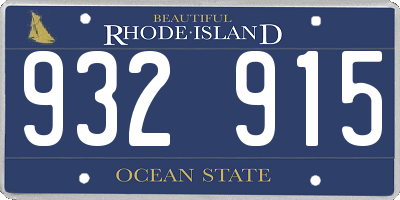 RI license plate 932915