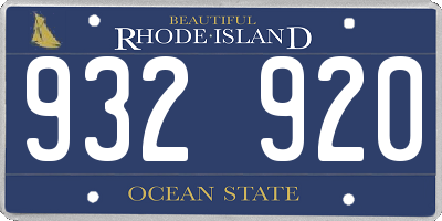RI license plate 932920