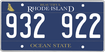 RI license plate 932922
