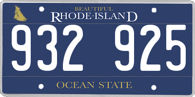 RI license plate 932925