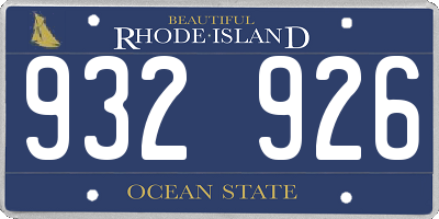 RI license plate 932926