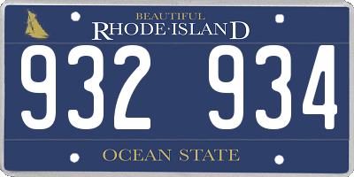 RI license plate 932934