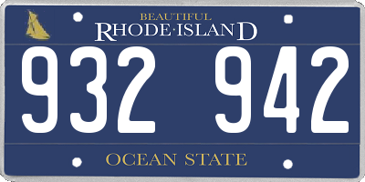 RI license plate 932942