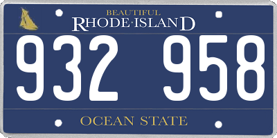 RI license plate 932958