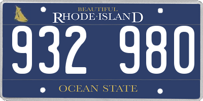 RI license plate 932980