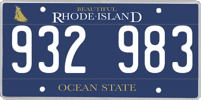 RI license plate 932983