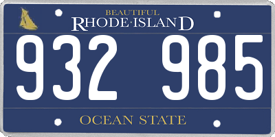 RI license plate 932985