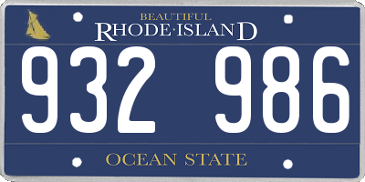 RI license plate 932986
