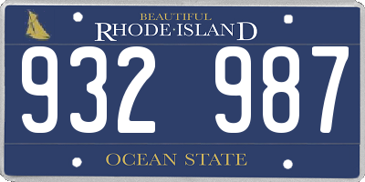 RI license plate 932987