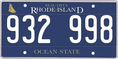 RI license plate 932998