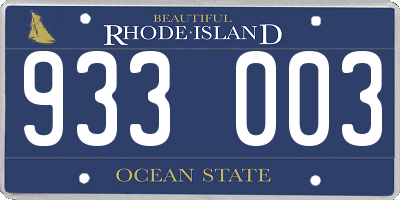 RI license plate 933003