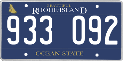 RI license plate 933092
