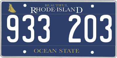 RI license plate 933203