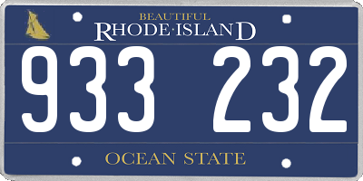 RI license plate 933232