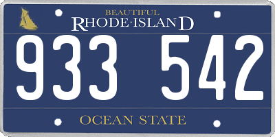 RI license plate 933542