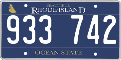 RI license plate 933742