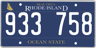 RI license plate 933758