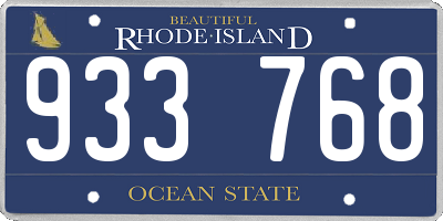 RI license plate 933768