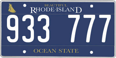 RI license plate 933777