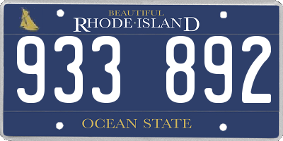 RI license plate 933892