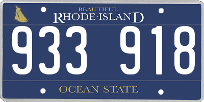 RI license plate 933918