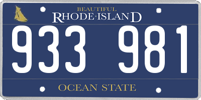RI license plate 933981