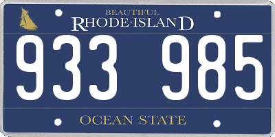RI license plate 933985