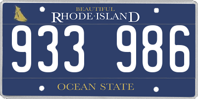 RI license plate 933986