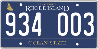 RI license plate 934003