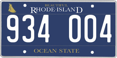 RI license plate 934004
