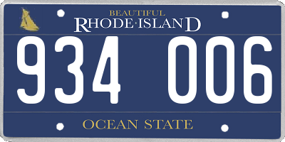RI license plate 934006