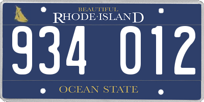 RI license plate 934012