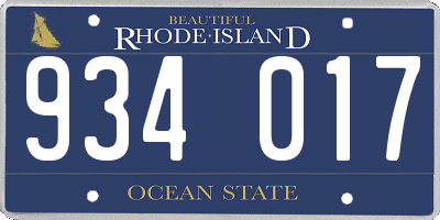 RI license plate 934017