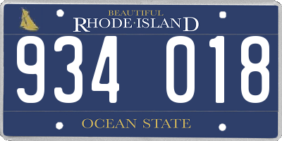 RI license plate 934018